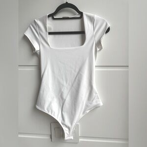 White Square Neck thong Bodysuit by Free People.